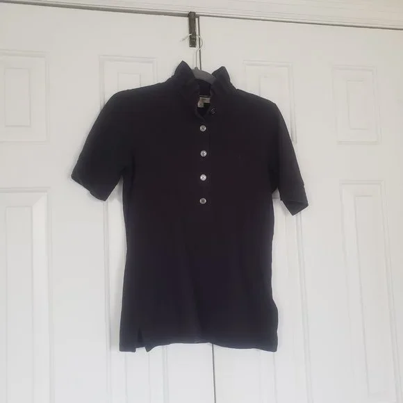 Burberry ruffle collar polo - Black knit five button - Size M - Picture 6 of 13